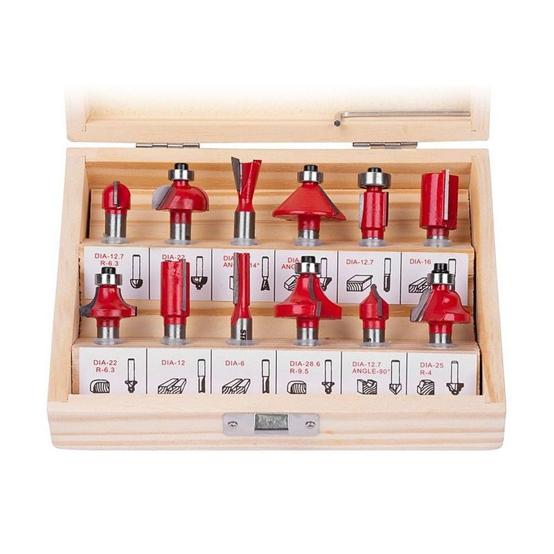 SADA FRÉZ DO DŘEVA 12KS, STOPKA 8MM - SADY STOPKOVÝCH FRÉZ - PŘÍSLUŠENSTVÍ