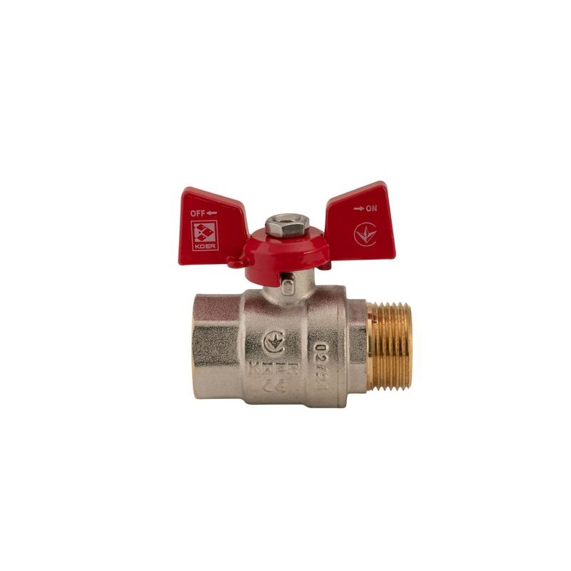 KULOVÝ KOHOUT MOTÝL, ČERVENÝ, KR.218 3/4"FM | KR.218 3/4"FM PROCRAFT - PŘÍSLUŠENSTVÍ (KOHOUTY, ŠROUBENÍ,...) - SANITA