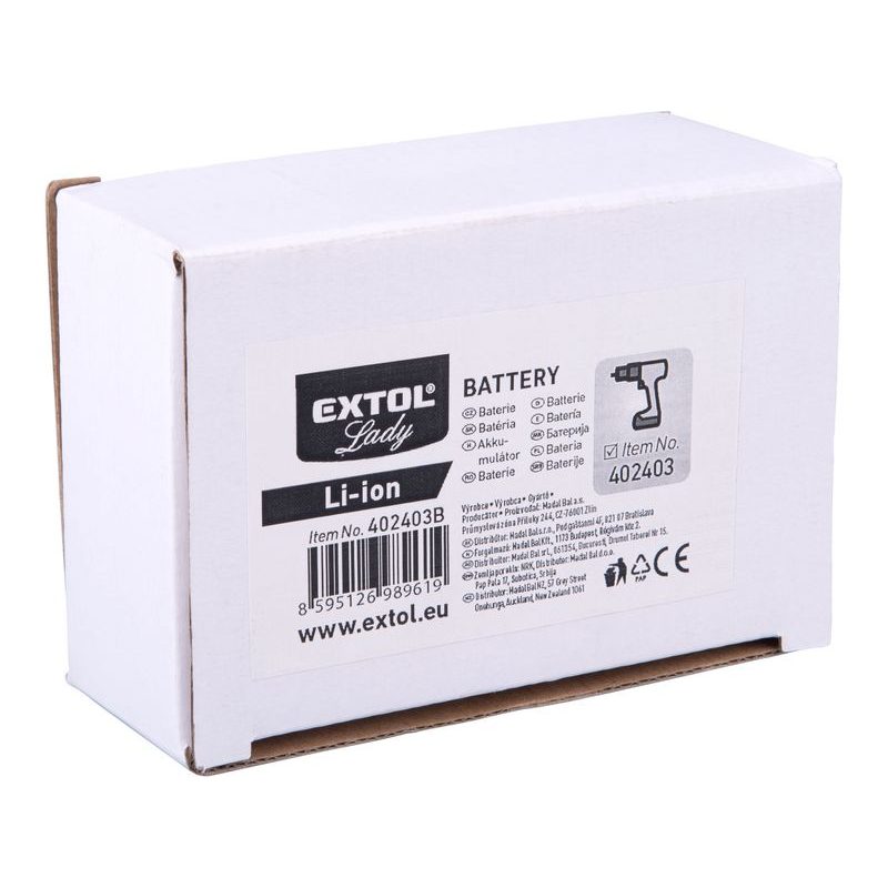 EXTOL LADY BATERIE AKUMULÁTOROVÁ, 12V LI-ION, 2000MAH, 402403B - AKUMULÁTORY, BATERIE - NÁHRADNÍ DÍLY
