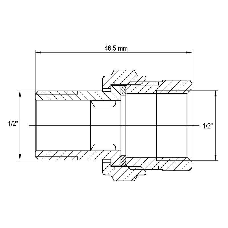 ŠROUBENÍ, PŘÍMÉ, PLOCHÉ TĚSNĚNÍ, KR.343 1/2" | KR.343 1/2" PROCRAFT - PŘÍSLUŠENSTVÍ (KOHOUTY, ŠROUBENÍ,...) - SANITA