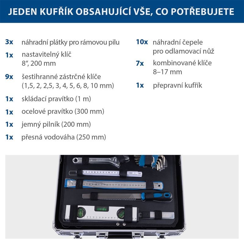 SCHEPPACH TB 200 HLINÍKOVÝ KUFR S NÁŘADÍM, 141 DÍLŮ - SADY NÁŘADÍ - RUČNÍ NÁŘADÍ