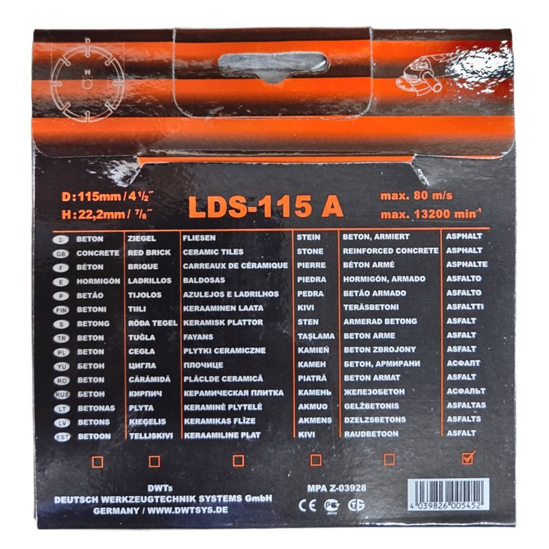 DWT LDS-115 A DIAMANTOVÝ SEGMENTOVÝ ŘEZNÝ KOTOUČ 115 MM - PŘÍSLUŠENSTVÍ DWT - NÁHRADNÍ DÍLY