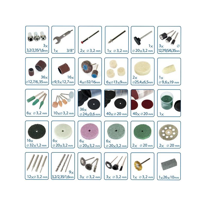 EXTOL CRAFT NÁSTAVCE NA PŘÍMOU BRUSKU, SADA 276KS, 903772 - K PŘÍMÝM BRUSKÁM - PŘÍSLUŠENSTVÍ