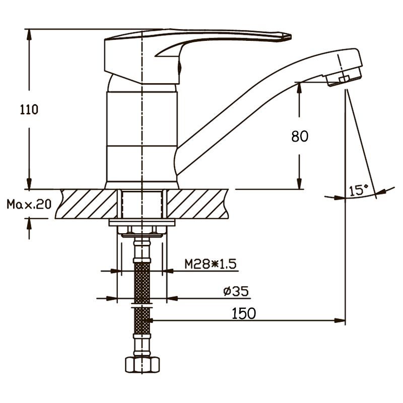 DŘEZOVÁ BATERIE MIXXUS PREMIUM GERMES 555-15СМ (NUT) | GERMES 555-15СМ (NUT) PROCRAFT - DŘEZOVÉ BATERIE - SANITA