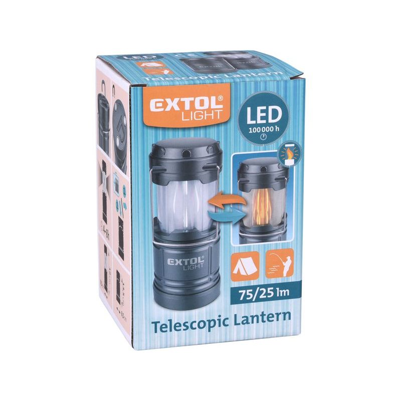 EXTOL LIGHT LUCERNA TELESKOPICKÁ LED, 75LM/PLAMEN, 43158 - PRACOVNÍ SVĚTLA - PŘENOSKY - SVÍTIDLA