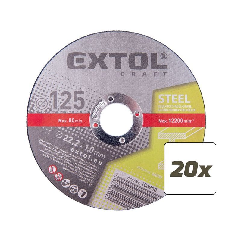 EXTOL CRAFT KOTOUČ ŘEZNÝ NA KOV 20KS, O 125X1,0X22,2MM, 106903 - ŘEZNÝ KOTOUČ 125 MM - PŘÍSLUŠENSTVÍ