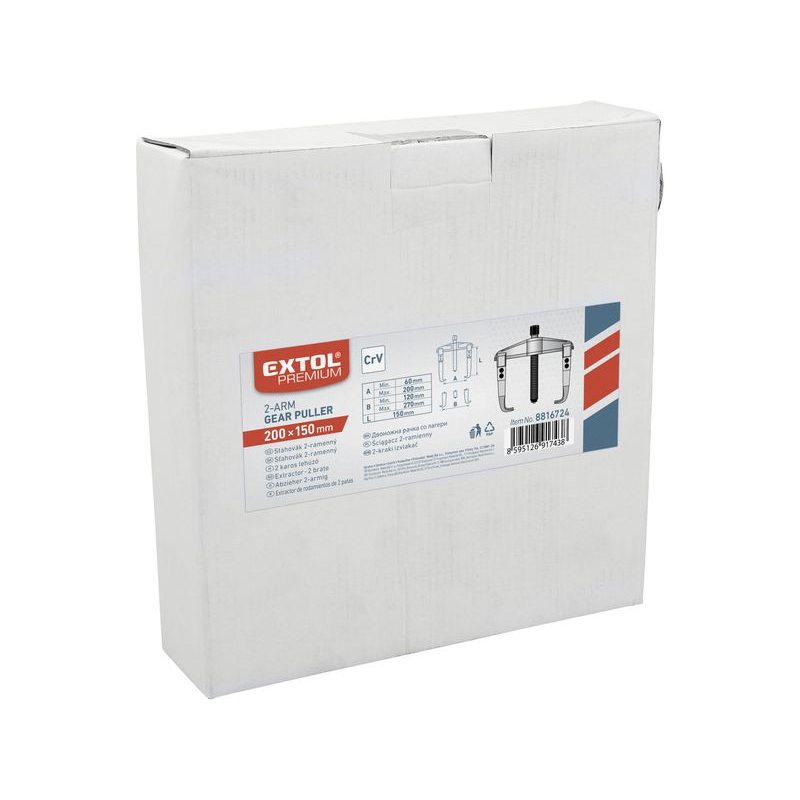 EXTOL PREMIUM STAHOVÁK DVOURAMENNÝ, KOVANÝ, ROZPĚTÍ 200, HLOUBKA 150MM, 8816724 - STAHOVÁKY - RUČNÍ NÁŘADÍ