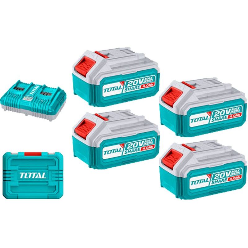 TOTAL SADA BATERIÍ A NABÍJEČKY, 20V LI-ION, 4000MAH, INDUSTRIAL, TFBCLI20244 - ZNAČKA TOTAL - ELEKTRICKÉ NÁŘADÍ