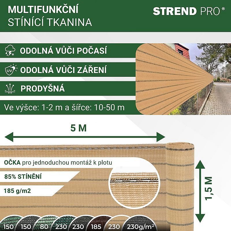 STÍNÍCÍ TKANINA GOLDSCREEN 1,5X5M, UV, 185 G/M2, OKA 50CM BÉŽOVÁ - ZAHRADNÍ TEXTILIE, TKANINY - ZAHRADA
