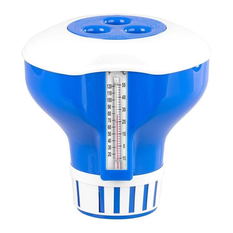 DÁVKOVAČ NA TABLETY DO BAZÉNU S TEPLOMĚREM, 3" (7,62CM) -200G TABLETY - BAZÉNOVÉ PŘÍSLUŠENSTVÍ A CHEMIE - ZAHRADA