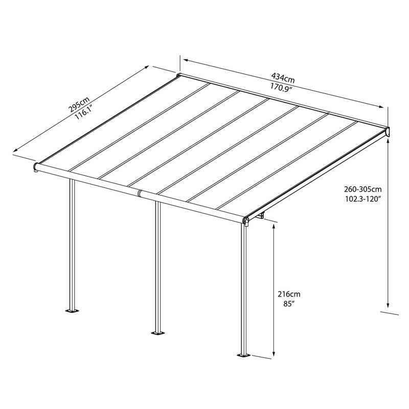 PALRAM - CANOPIA SIERRA 4200 BÍLÁ 3 X 4,25 HLINÍKOVÁ (MONTOVANÁ) PERGOLA - PERGOLY - DŮM A DOMÁCNOST, ELEKTRO..