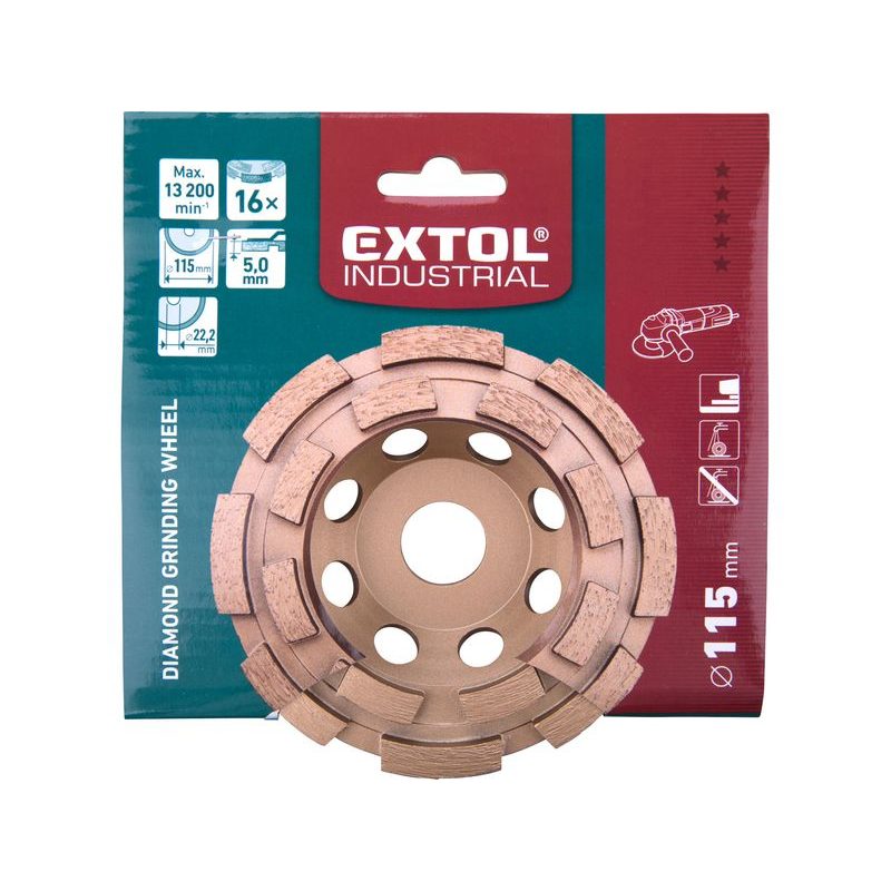 EXTOL INDUSTRIAL KOTOUČ DIAMANTOVÝ BRUSNÝ DVOUŘADÝ, O 115X22,2MM, 8703121 - DIAMATOVÉ KOTOUČE - BRUSNÉ - PŘÍSLUŠENSTVÍ