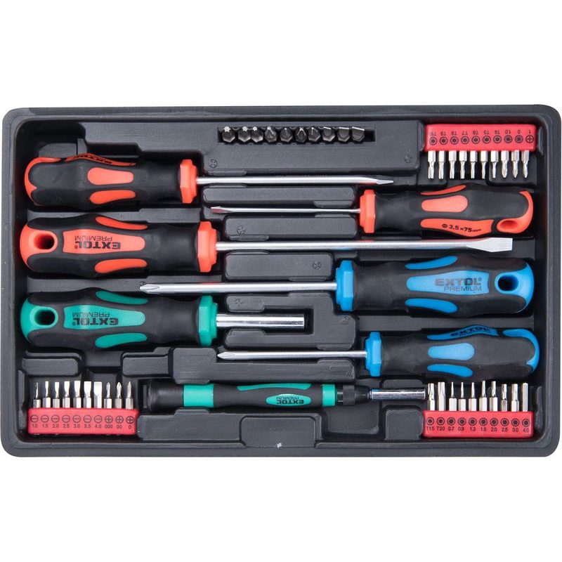 EXTOL PREMIUM ŠROUBOVÁKY A HROTY SADA 47KS, 1/4" HROTY A 4MM MINI HROTY, CRV, 8819258 - SADY BITŮ - PŘÍSLUŠENSTVÍ
