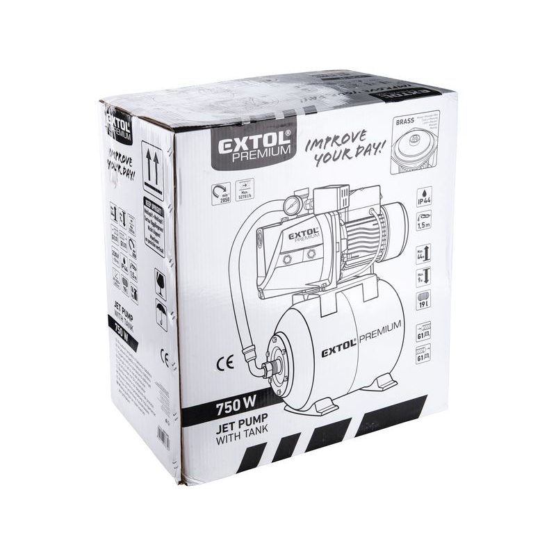 EXTOL PREMIUM ČERPADLO PROUDOVÉ S TLAKOVOU NÁDOBOU, 750W, 5270L/H, 8895095 - DOMÁCÍ VODÁRNY - ZAHRADA