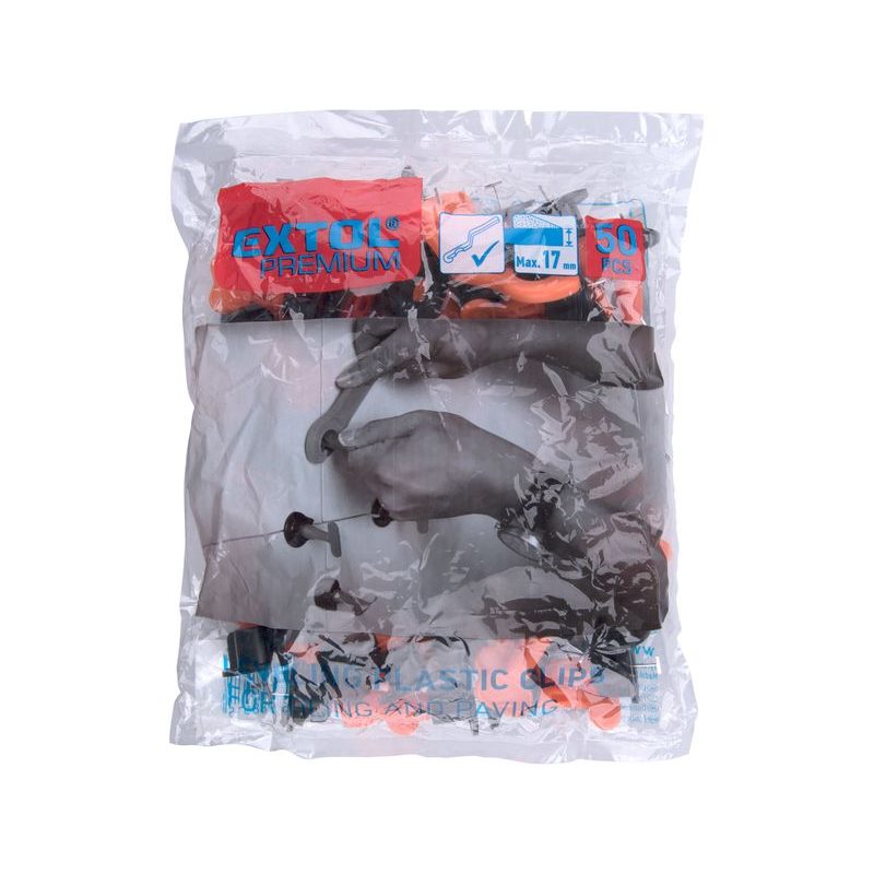 EXTOL PREMIUM DISTANČNÍ/NIVELAČNÍ KLIPY OPAKOVANĚ POUŽITELNÉ, SADA 50KS, PRO VYROVNÁNÍ OBKLADŮ/DLAŽBY AŽ DO JEJICH MAX. TLOUŠŤKY 16MM, 8845010 - OBKLÁDÁNÍ - DŮM A DOMÁCNOST, ELEKTRO..