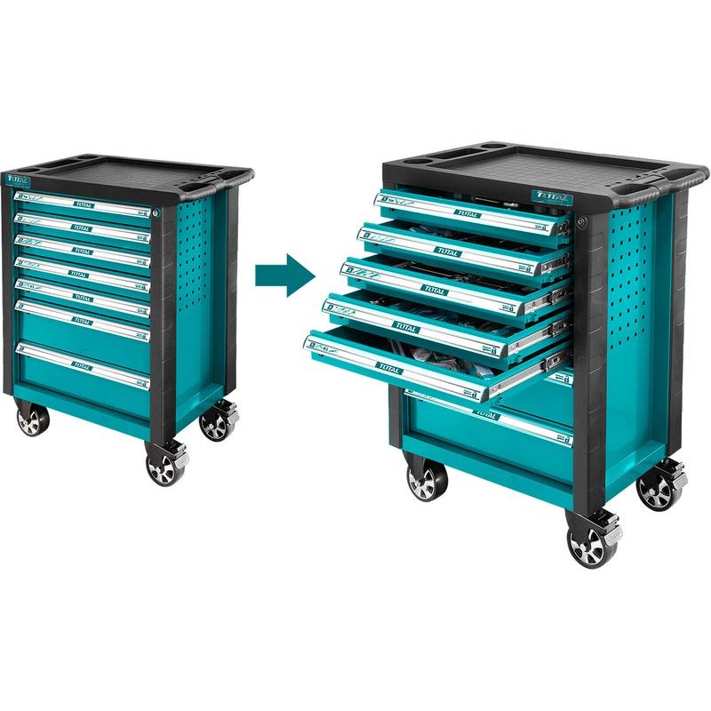 TOTAL DÍLENSKÝ VOZÍK S NÁŘADÍM, 162KS, INDUSTRIAL, THPTCS71621 - ZNAČKA TOTAL - ELEKTRICKÉ NÁŘADÍ