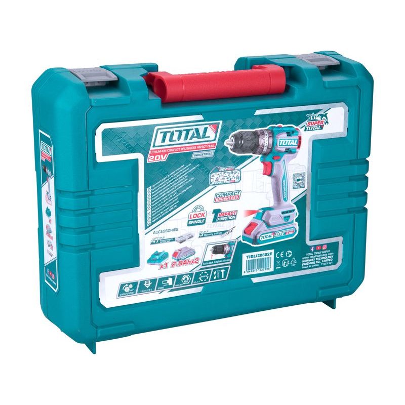 TOTAL VRTACÍ ŠROUBOVÁK AKU S PŘÍKLEPEM, BRUSHLESS, 20V LI-ION (2X), INDUSTRIAL, TIDLI20602E - PŘÍKLEPOVÝ ŠROUBOVÁK 18V - 20V - AKU NÁŘADÍ