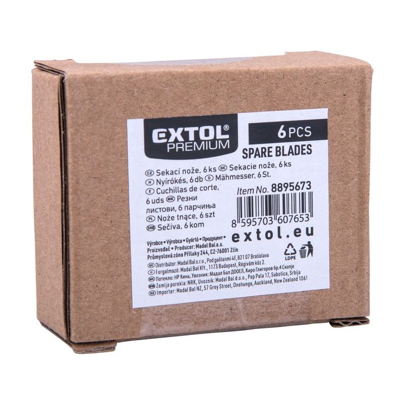 EXTOL PREMIUM NOŽE SEKACÍ, 6KS, 8895673 - PŘÍSLUŠENSTVÍ PRO EXTOL - NÁHRADNÍ DÍLY