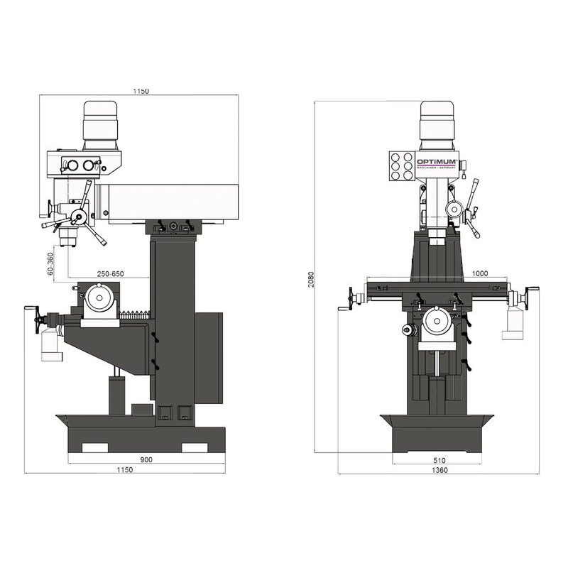 UNIVERZÁLNÍ FRÉZKA OPTIMILL MT 50 E - UNIVERZÁLNÍ FRÉZKY - KOVOOBRÁBĚCÍ STROJE