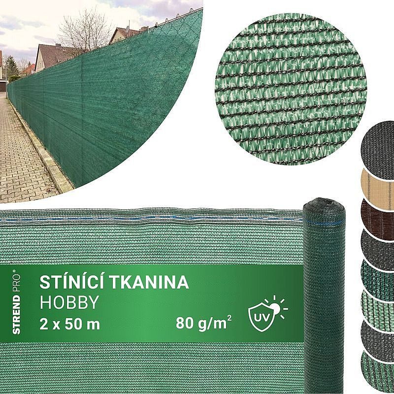 STÍNÍCÍ TKANINA 2,0X50M, 80G/M2, UV, STÍNĚNÍ 80% - ZAHRADNÍ TEXTILIE, TKANINY - ZAHRADA