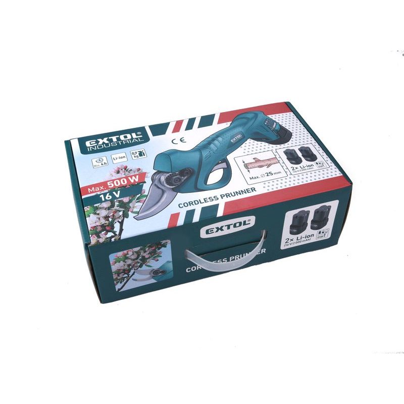 EXTOL INDUSTRIAL RLP16 NŮŽKY ZAHRADNICKÉ AKU, 16V LI-ION, 2×2AH, 8791580 - AKU NŮŽKY NA VĚTVE - ZAHRADA
