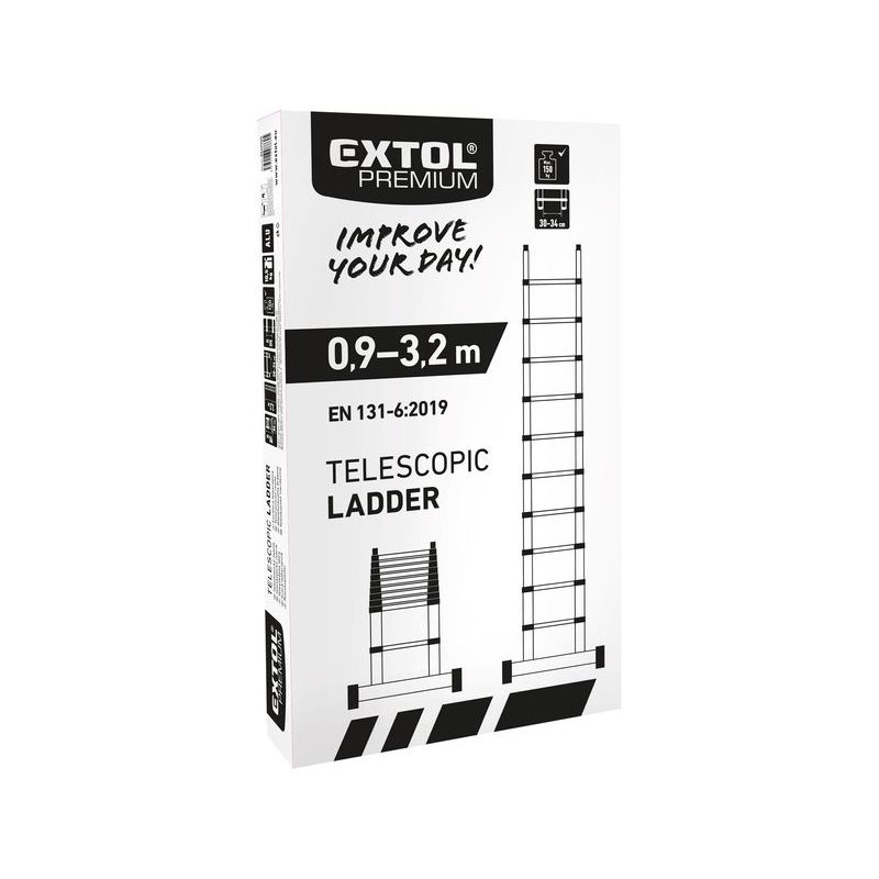 EXTOL PREMIUM ŽEBŘÍK TELESKOPICKÝ, 3,2M, 8849005 - ŽEBŘÍKY, SCHŮDKY, LEŠENÍ - DÍLNA A GARÁŽ