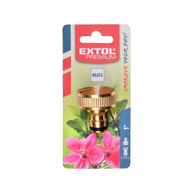 EXTOL PREMIUM KONEKTOR NA KOHOUTEK, 1", MOSAZ, 8876024 - MOSAZNÉ SPOJKY - ZAHRADA