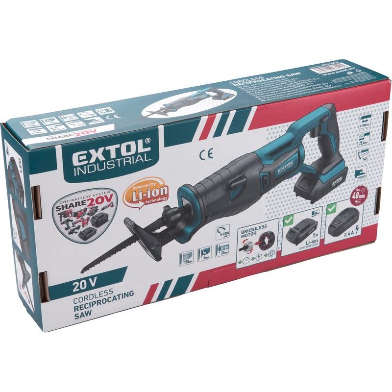 EXTOL INDUSTRIAL BLCU-217 PILA OCASKA AKU SHARE20V, BRUSHLESS, BEZ BATERIE A NABÍJEČKY, 8791821 - AKU PILY OCASKY - AKU NÁŘADÍ