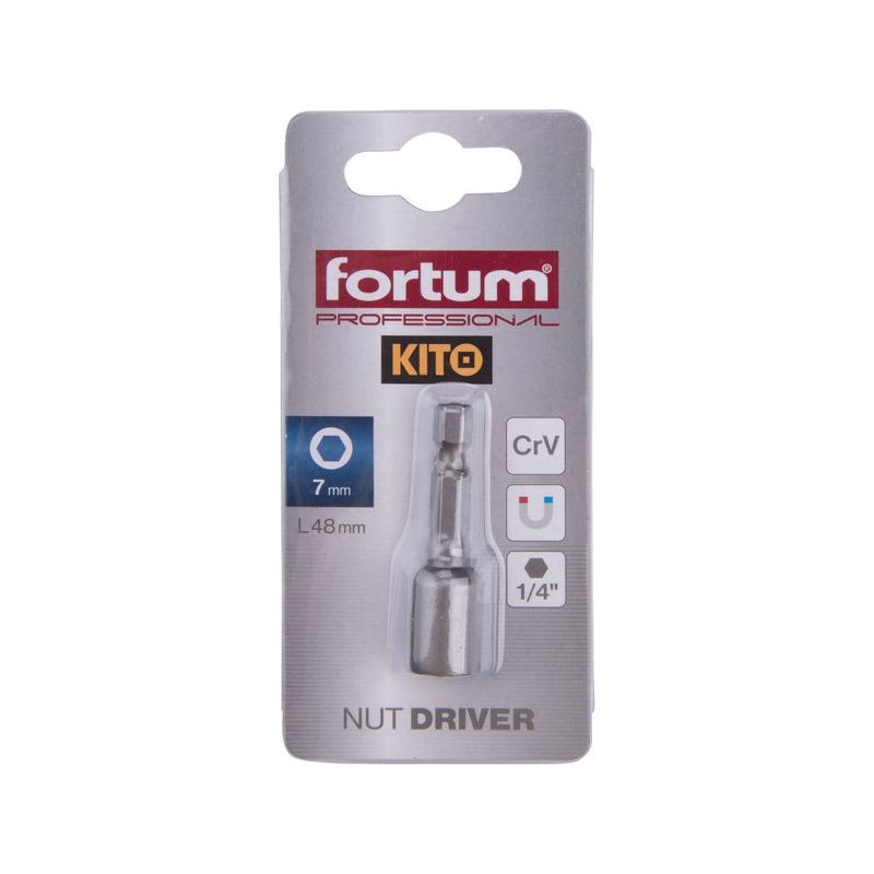 FORTUM KLÍČ NÁSTRČNÝ MAGNETICKÝ 1/4" STOPKA, 7X48MM, CRV, 4741607 - NÁSTRČKOVÉ BITY 1/4 - PŘÍSLUŠENSTVÍ