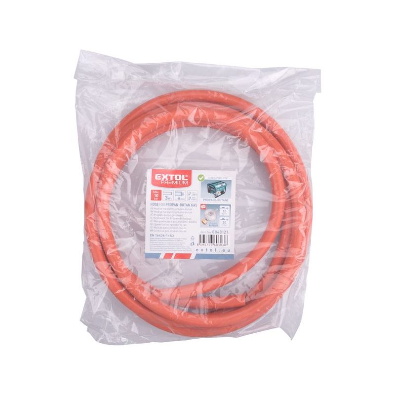 EXTOL PREMIUM HADICE NA PLYNNÝ PROPAN-BUTAN BEZ KONCOVEK, DÉLKA 3M, VNITŘ. PRŮMĚR 8MM, 8848121 - PŘÍSLUŠENSTVÍ PRO EXTOL - NÁHRADNÍ DÍLY