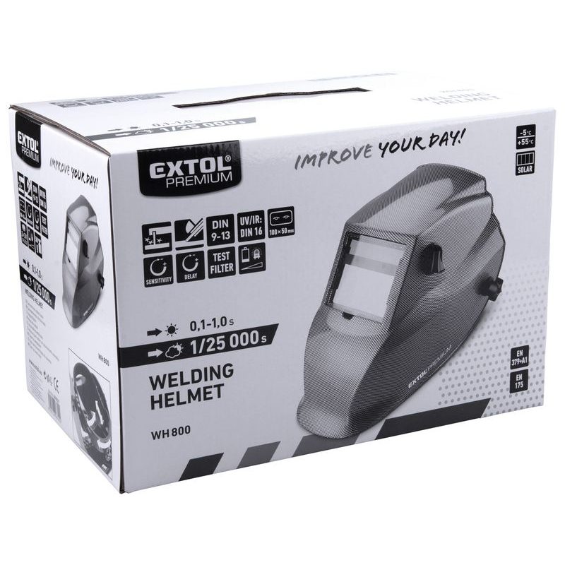 EXTOL PREMIUM WH 800 KUKLA SVÁŘECÍ SAMOSTMÍVACÍ, KARBONOVÁ, 8898027 - SVAŘOVACÍ KUKLY - ELEKTRICKÉ NÁŘADÍ