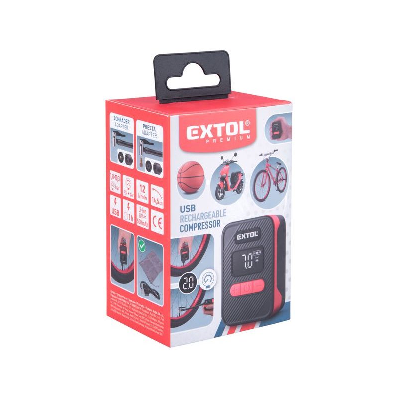 EXTOL PREMIUM KOMPRESOR AKU, 10,3BAR, USB NABÍJENÍ, 8891512 - AKU KOMPRESORY - AKU NÁŘADÍ