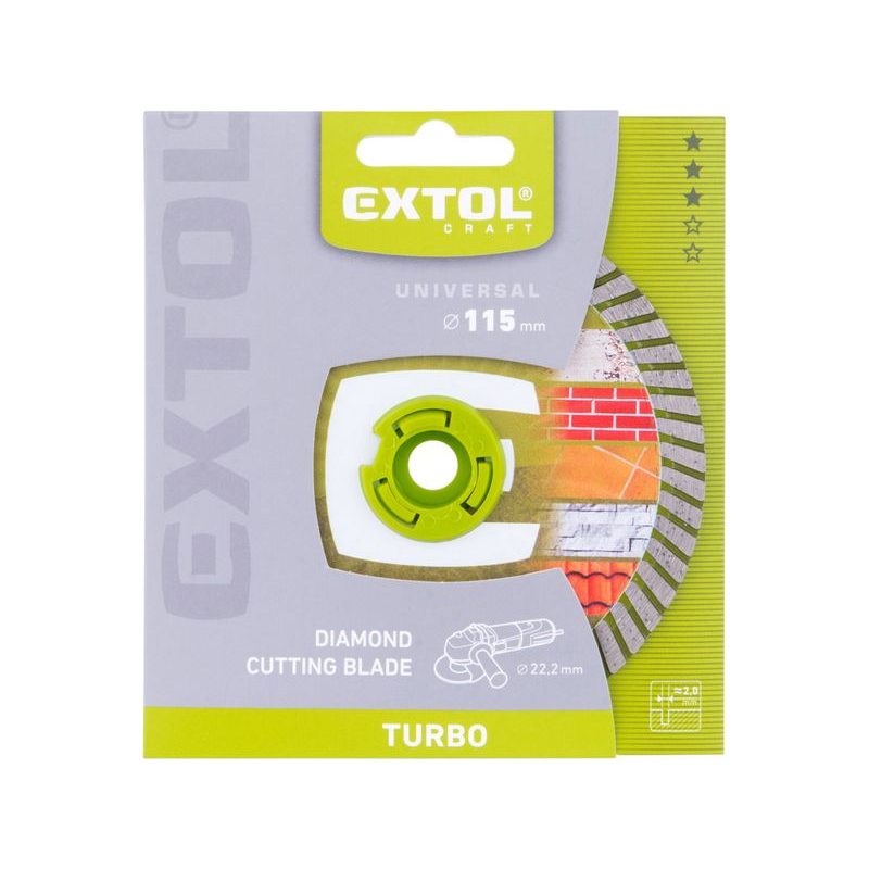 EXTOL CRAFT KOTOUČ DIAMANTOVÝ ŘEZNÝ, TURBO - SUCHÉ I MOKRÉ ŘEZÁNÍ, O 115X22,2X2MM, 903051 - DIA KOTOUČ 115 MM - PŘÍSLUŠENSTVÍ