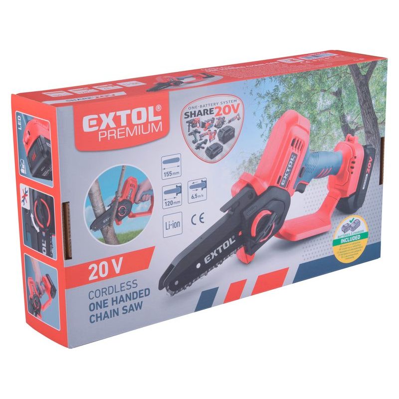 EXTOL PREMIUM PILA ŘETĚZOVÁ AKU JEDNORUČNÍ SHARE20V, 12CM, BEZ BATERIE A NABÍJEČKY, 8891923 - PROŘEZÁVACÍ PILY - ZAHRADA