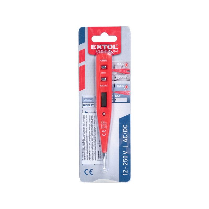 EXTOL PREMIUM ZKOUŠEČKA NAPĚTÍ DIGITÁLNÍ S DISPLEJEM 12-220V, DÉLKA 146MM, PRO AC/DC (STŘÍDAVÝ/STEJNOSMĚRNÝ PROUD), 8831210 - ZKOUŠEČKY NAPĚTÍ, MULTIMETRY - MĚŘÍCÍ TECHNIKA