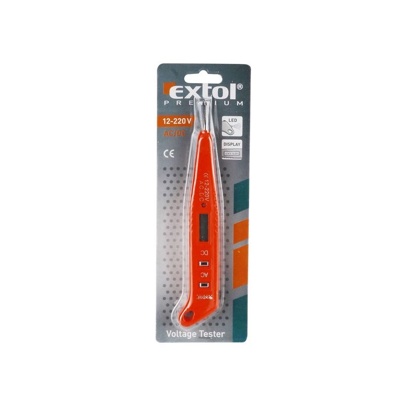 EXTOL PREMIUM ZKOUŠEČKA NAPĚTÍ DIGITÁLNÍ S DISPLEJEM 12-220V, DÉLKA 146MM, PRO AC/DC (STŘÍDAVÝ/STEJNOSMĚRNÝ PROUD), 8831210 - ZKOUŠEČKY NAPĚTÍ, MULTIMETRY - MĚŘÍCÍ TECHNIKA