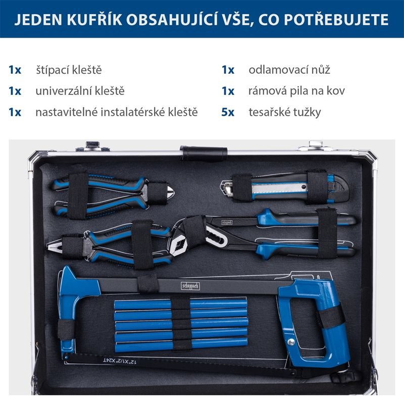 SCHEPPACH TB 200 HLINÍKOVÝ KUFR S NÁŘADÍM, 141 DÍLŮ - SADY NÁŘADÍ - RUČNÍ NÁŘADÍ