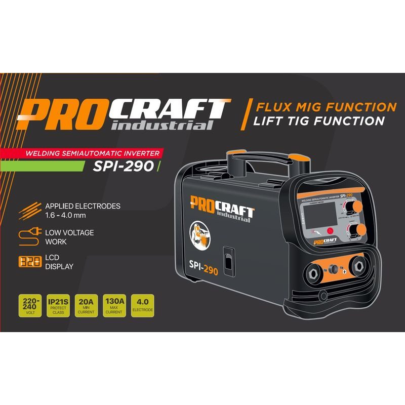 KOMBINOVANÁ INVERTOROVÁ SVÁŘEČKA/CO2 PROCRAFT SPI-290 | SPI-290 PROCRAFT - SVÁŘECÍ INVENTORY - ELEKTRICKÉ NÁŘADÍ