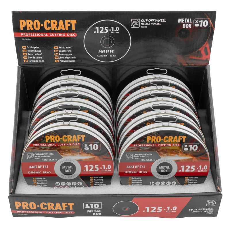 SADA ŘEZNÝCH KOTOUČŮ PROCRAFT CD125X1.0B | CD125X1.0B PROCRAFT - ŘEZNÝ KOTOUČ 125 MM - PŘÍSLUŠENSTVÍ