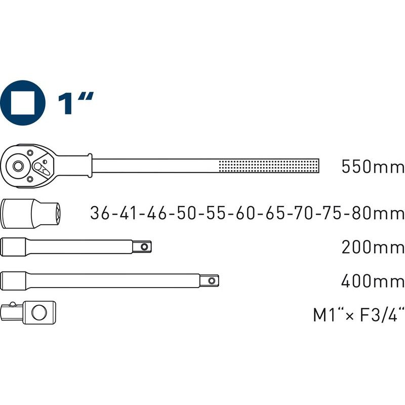 FORTUM HLAVICE NÁSTRČNÉ, SADA 15KS, 1", 4704012 - GOLA SADY - RUČNÍ NÁŘADÍ