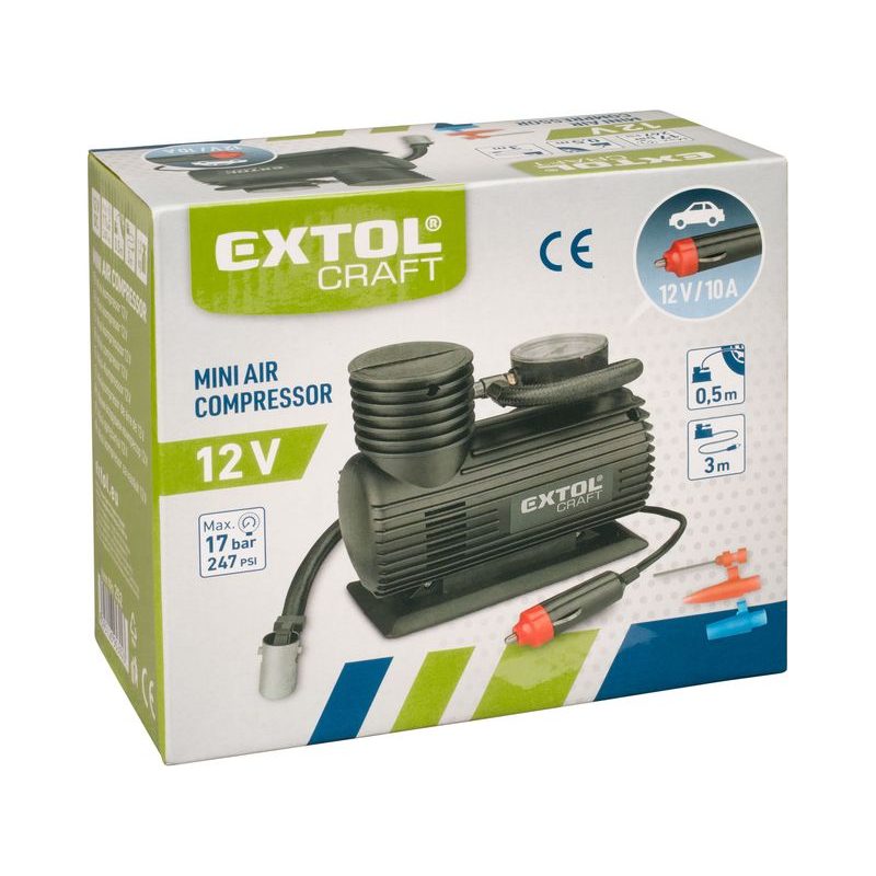 EXTOL CRAFT MINI KOMPRESOR 12V, 12V/10A, 252 - AUTO-POTŘEBY - DÍLNA A GARÁŽ