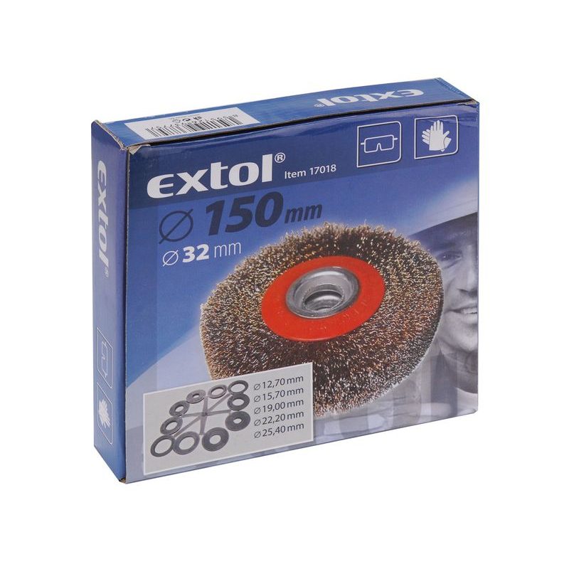 EXTOL CRAFT KARTÁČ OKRUŽNÍ POMOSAZENÝ, O 150MM, 17018 - KARTÁČE NA BRUSKU - PŘÍSLUŠENSTVÍ