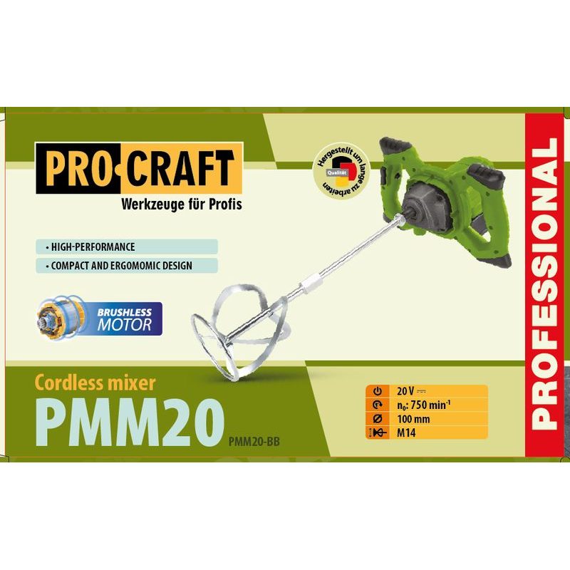 AKU MÍCHADLO STAVEBNÍCH SMĚSÍ PROCRAFT PMM20 (BEZ BATERIE A NABÍJEČKY) | PMM20 PROCRAFT - AKU SPECIALITY - AKU NÁŘADÍ