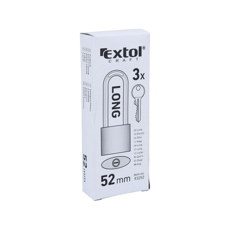 EXTOL CRAFT ZÁMEK VISACÍ LITINOVÝ, PRODLOUŽENÝ, 52MM, 93252 - ZÁMKY VISACÍ - DÍLNA A GARÁŽ