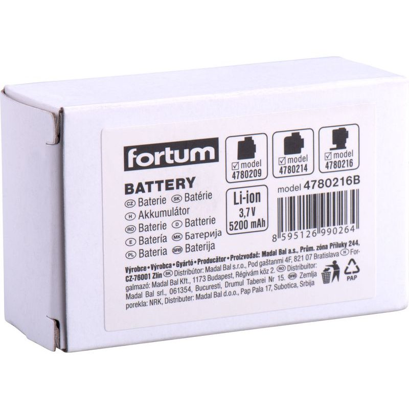 FORTUM BATERIE AKUMULÁTOROVÁ K LASERŮM, 3,7V, LI-ION, 5200MAH (19,2WH), 4780216B - AKUMULÁTORY, BATERIE - NÁHRADNÍ DÍLY