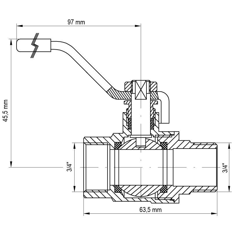 KULOVÝ KOHOUT PÁKOVÝ ČERVENÝ, KR.215 3/4"FM | KR.215 3/4"FM PROCRAFT - PŘÍSLUŠENSTVÍ (KOHOUTY, ŠROUBENÍ,...) - SANITA
