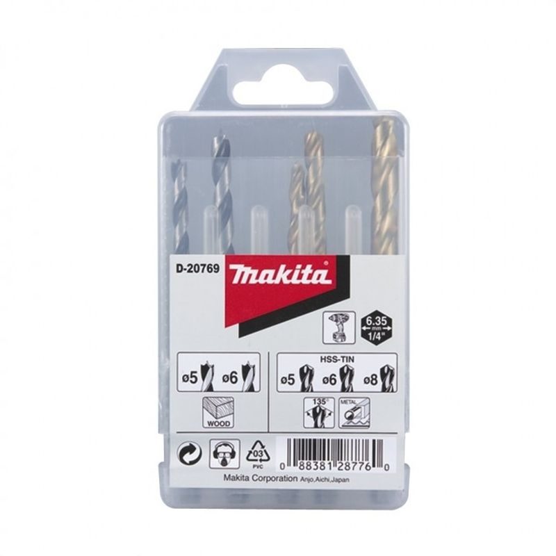 MAKITA D-23759 - SADA VRTÁKŮ ŠESTIHRAN 1/4" DO KOVU/DŘEVA/ZDIVA 5 KS V PLASTOVÉ KRABIČCE - SADY VRTÁKŮ - PŘÍSLUŠENSTVÍ