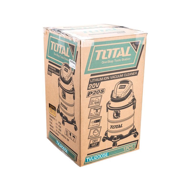 TOTAL PRŮMYSLOVÝ VYSAVAČ, 20V LI-ION, 2000MAH, BEZ BATERIE A NABÍJEČKY, TVLI2005E - AKU VYSAVAČE, FUKARY - AKU NÁŘADÍ