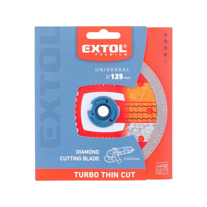 EXTOL PREMIUM KOTOUČ DIAMANTOVÝ ŘEZNÝ, TURBO THIN CUT, SUCHÉ I MOKRÉ ŘEZÁNÍ, O 125X22,2X1,4MM, 8803042 - DIA KOTOUČ 125 MM - PŘÍSLUŠENSTVÍ