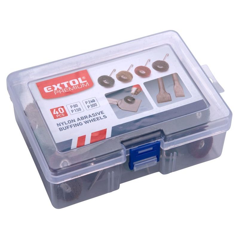EXTOL PREMIUM KARTÁČE BRUSNÉ NYLONOVÉ, SADA 40KS, P80, P150, P240, P300, 8803761 - K PŘÍMÝM BRUSKÁM - PŘÍSLUŠENSTVÍ